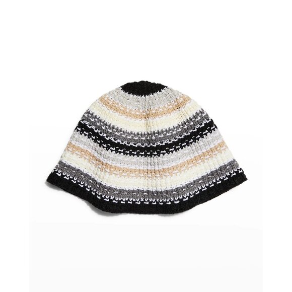 Carolyn Rowan Multicolor Striped Knit Bucket Hat Gray OS New Womens
